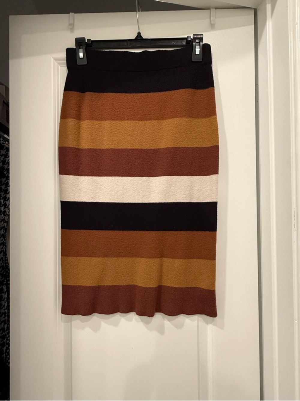 Express Striped Pencil Skirt in Black, Brown & Cream
